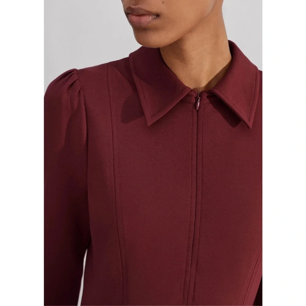 ME+EM Travel Tailoring Zip Front nursing Midi Maxi Dress Ponte Jersey career red - Picture 3 of 15